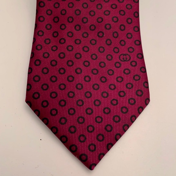 Gucci Burgundy Silk Tie Vintage - Picture 2 of 8